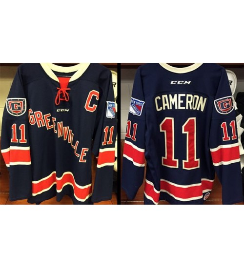 Custom ECHL 2016 Greenville Swamp Rabbits 11 Bretton Cameron Road Hockey Jersey Blue